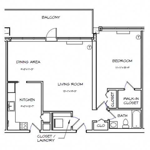 a floor plan of a house with a bedroom and a living room
